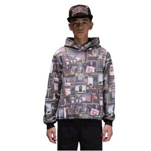 Nike Air Jordan Brooklyn Printed Fleece Pullover Hoodie Boys Size M NEW